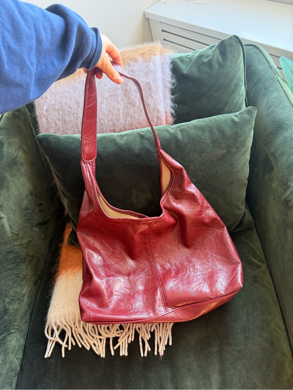 Classic Red Leather Shoulder Bag